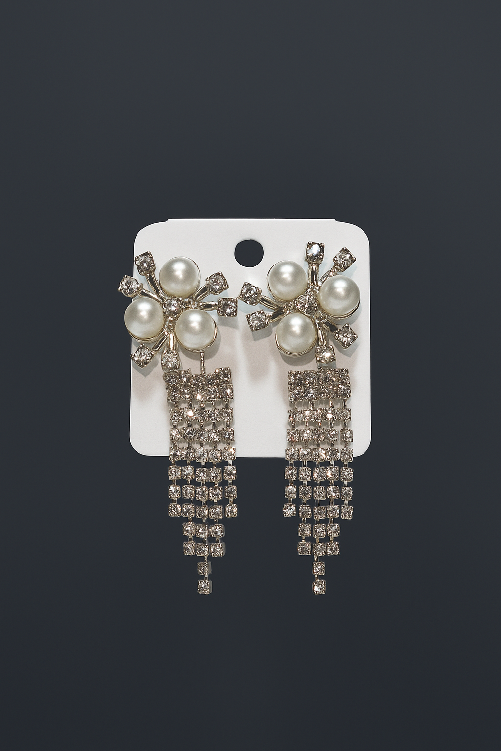 Crystal Pearl Tassel Earrings