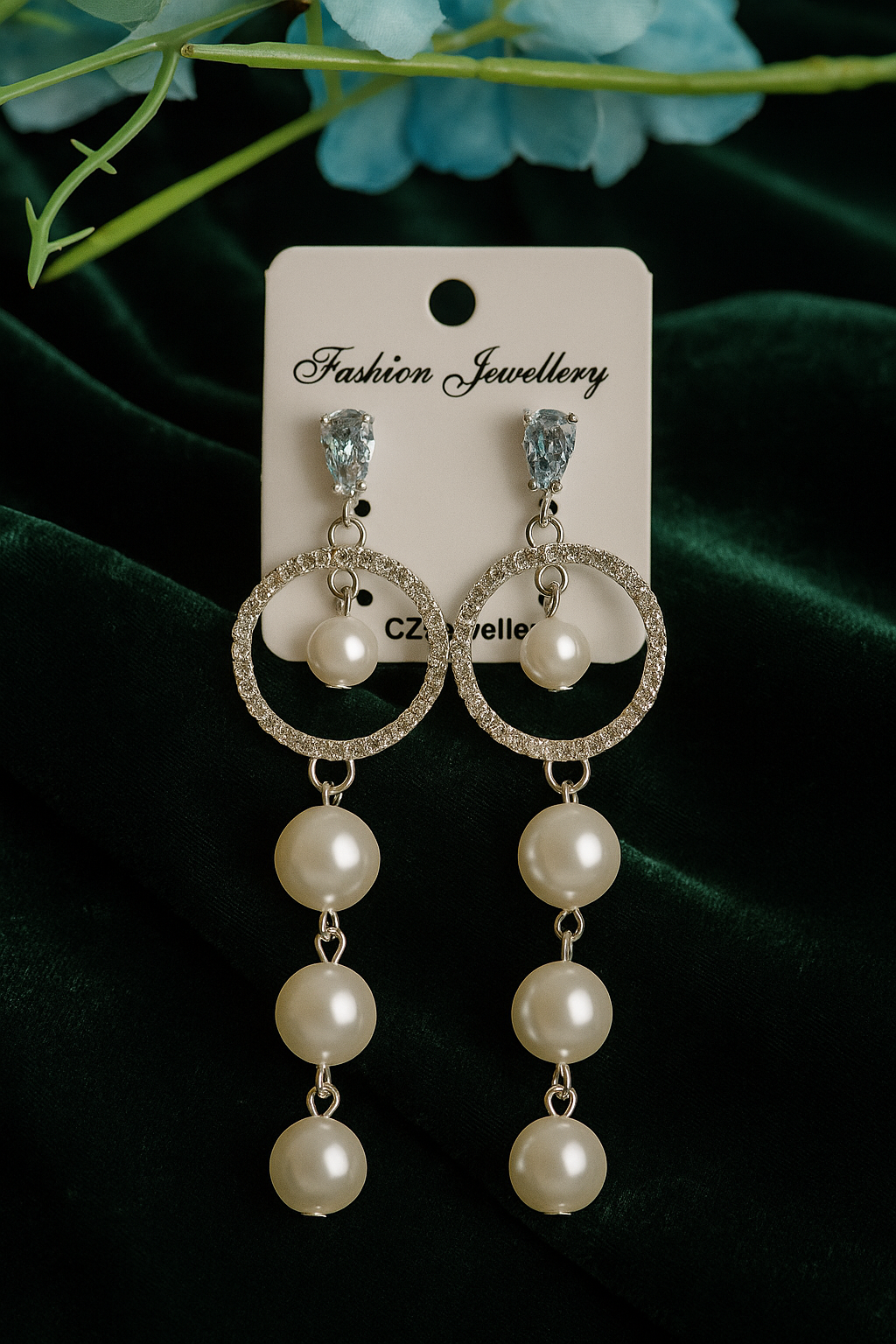 Elegant Crystal Hoop & Pearl Drop Earrings – Timeless Glam