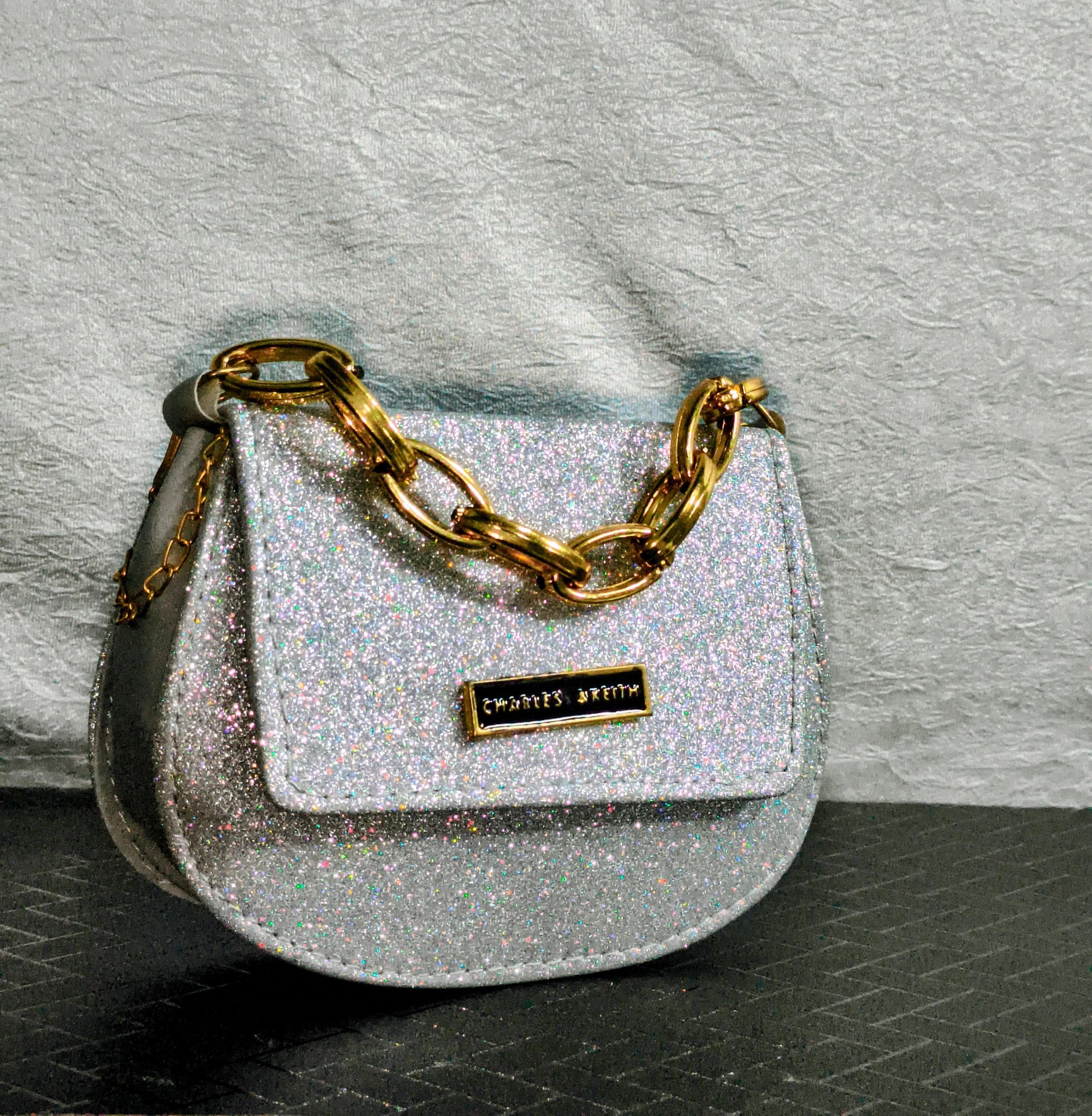 💫 Sparkling Silver Glitter Sling Bag – Charles & Keith Inspired Elegance