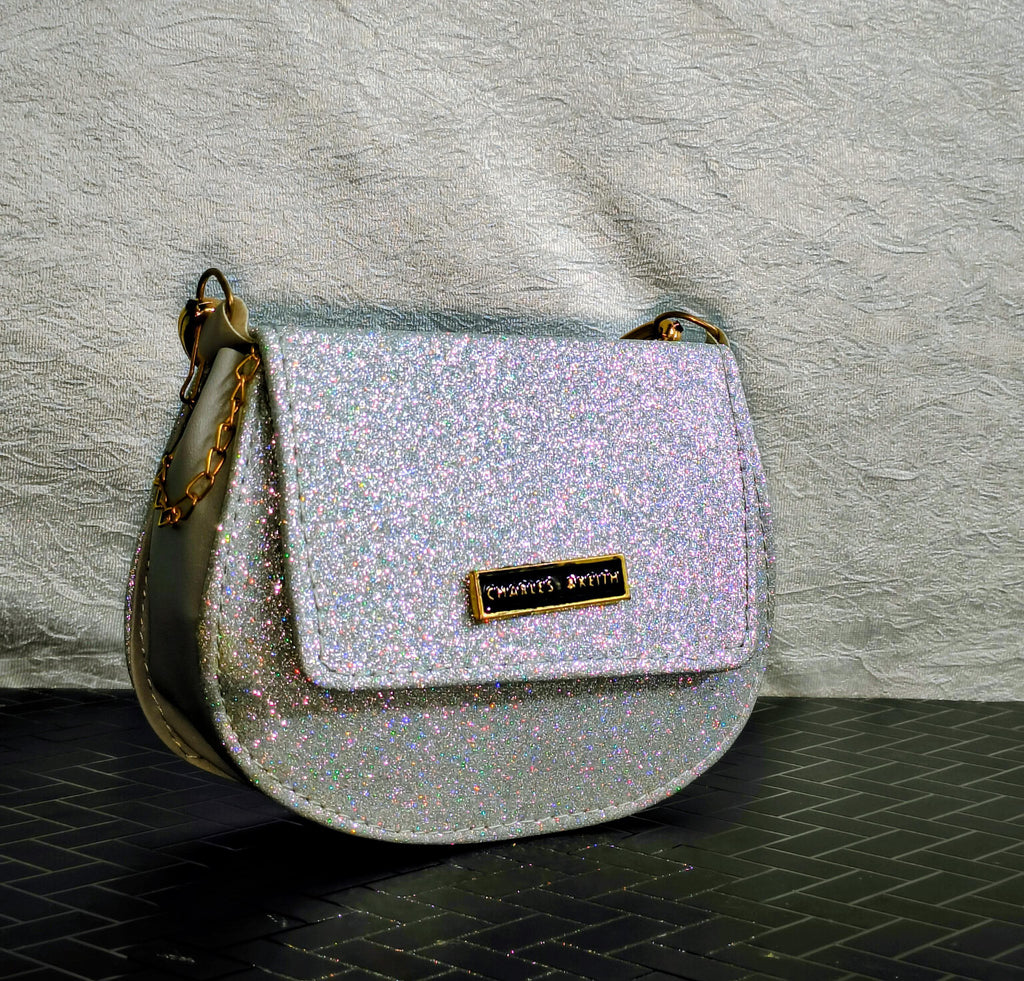 💫 Sparkling Silver Glitter Sling Bag – Charles & Keith Inspired Elegance