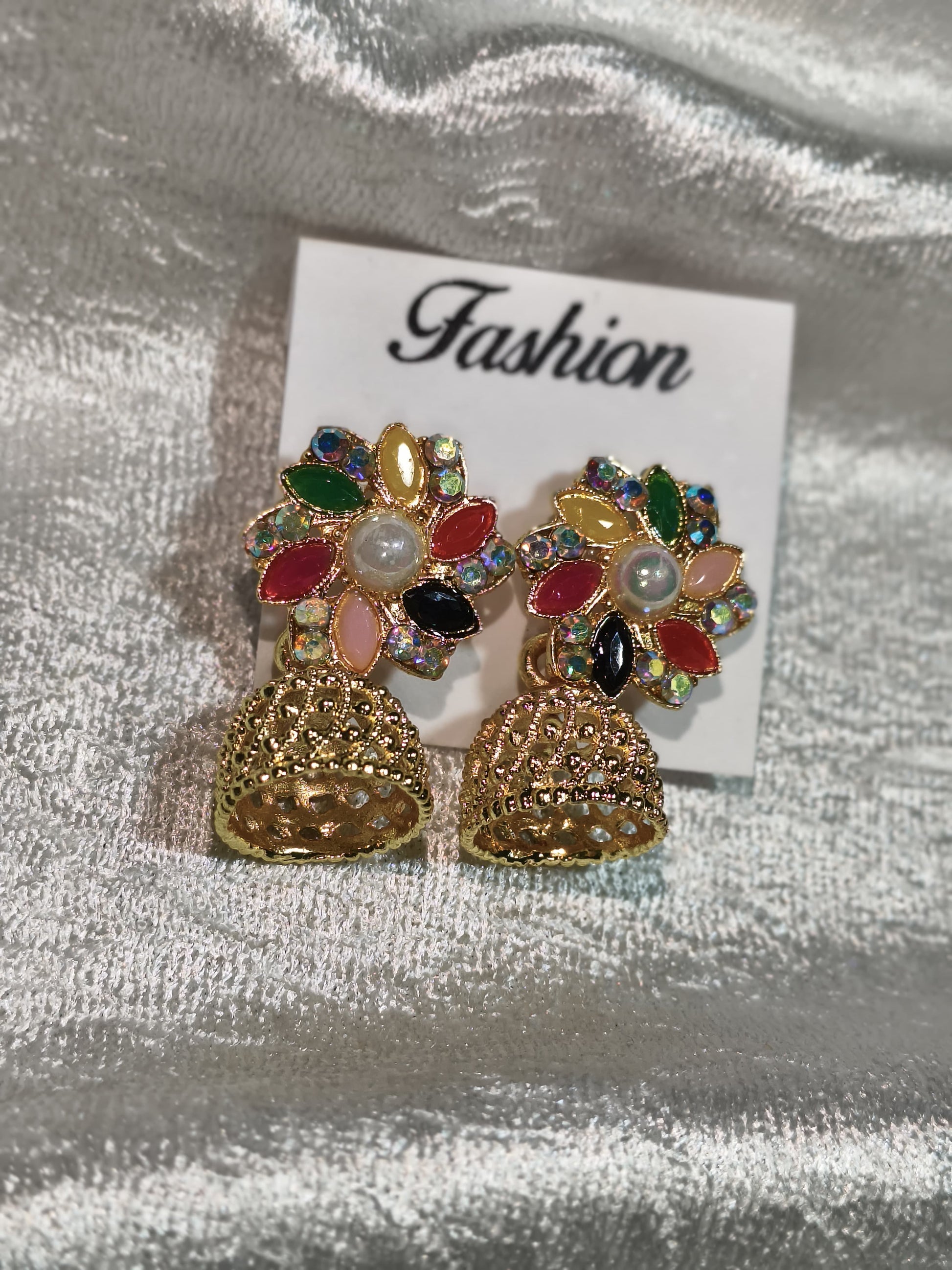 🌸 Multicolor Floral Jhumka Earrings – Traditional Charm with a Twist