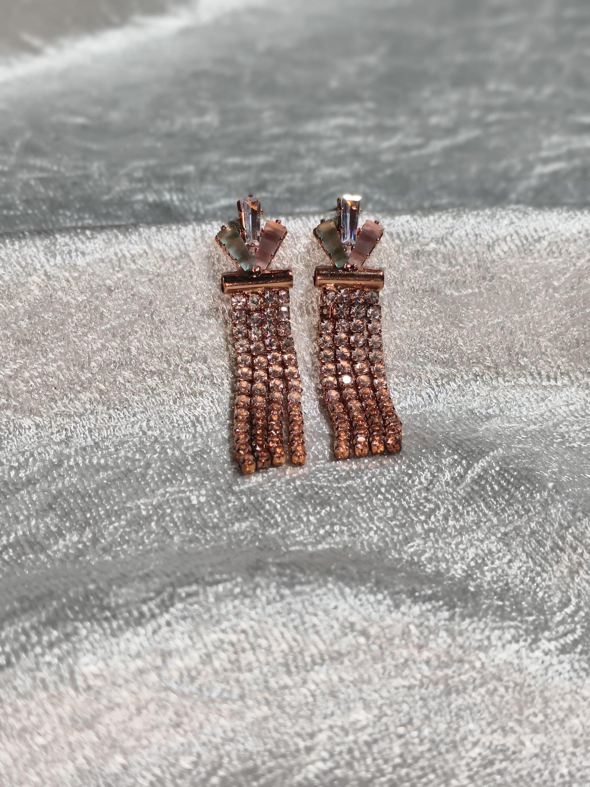 ✨ Rose Gold Crystal Dangler Earrings – Statement Glam