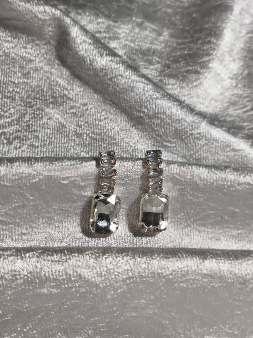 Classic Rectangle Crystal Drop Earrings