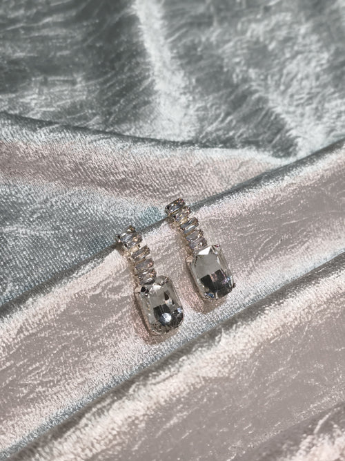 Classic Rectangle Crystal Drop Earrings