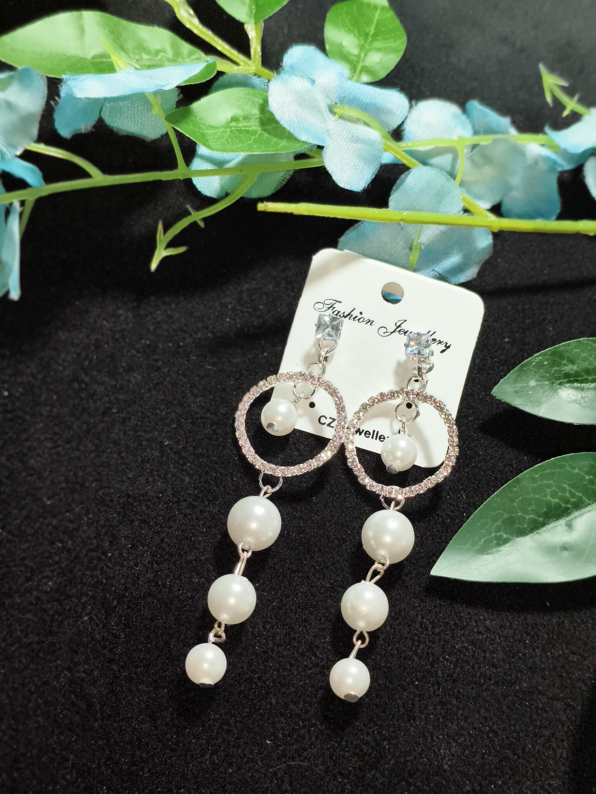 Elegant Crystal Hoop & Pearl Drop Earrings – Timeless Glam