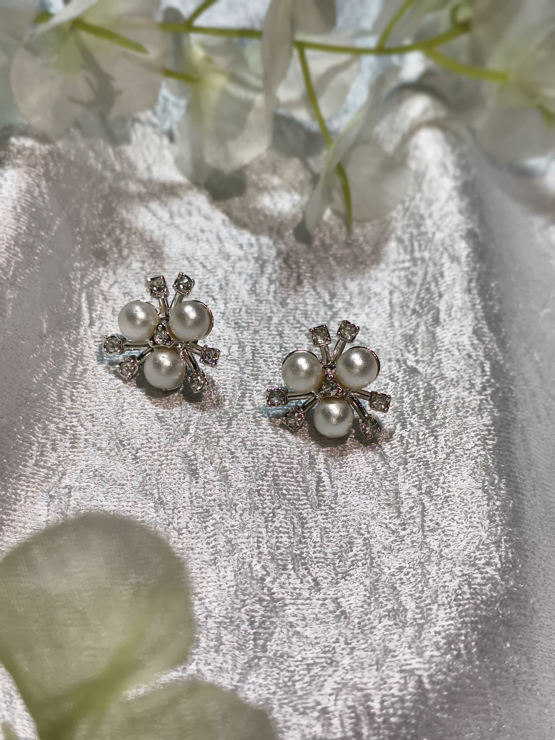 Crystal Pearl Tassel Earrings