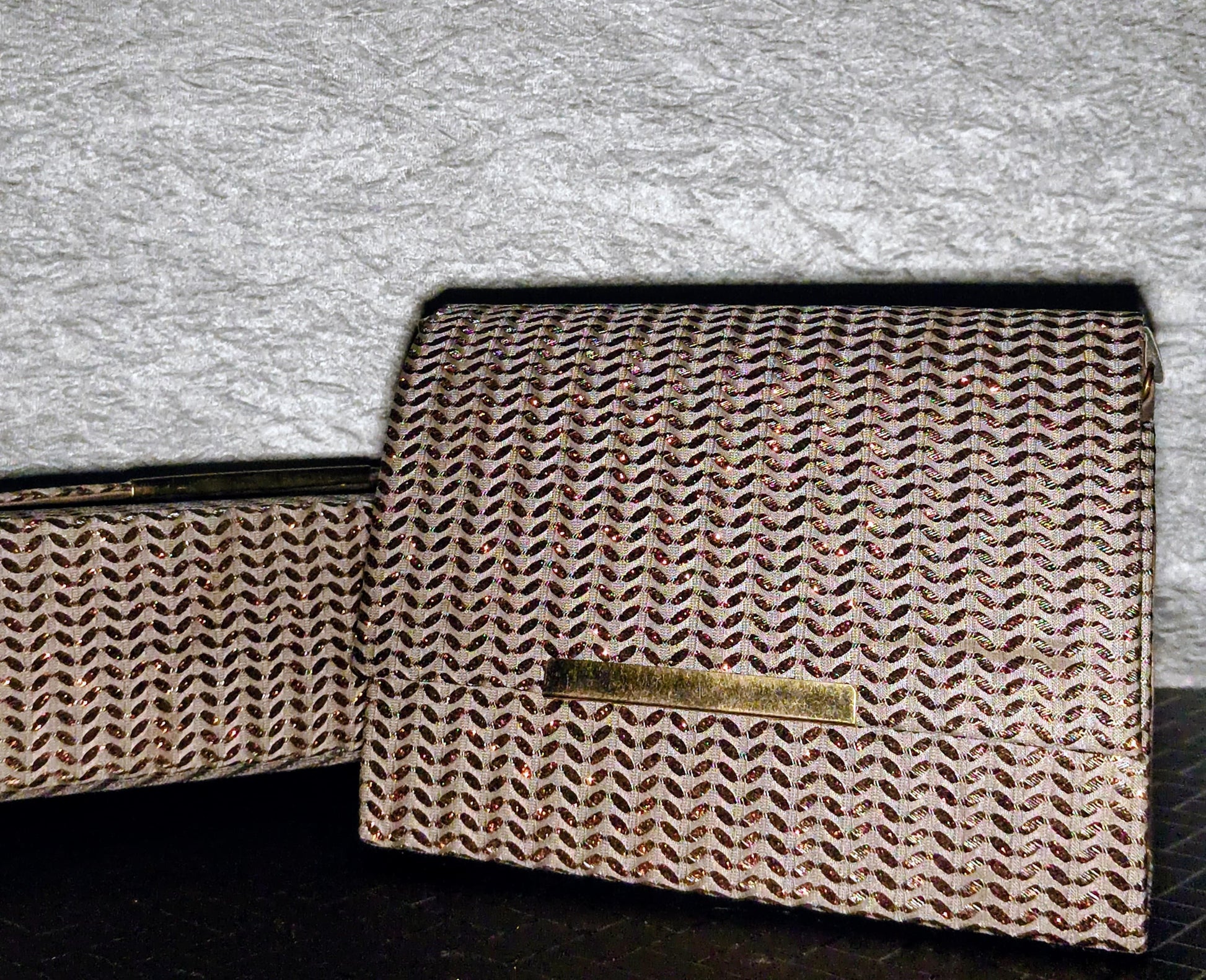✨ Elegant Beige & Gold Woven Clutch – Timeless Sophistication for Special Occasions